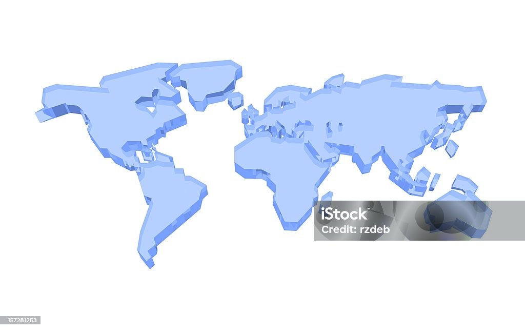 3 D blu vetro mondo - Foto stock royalty-free di Carta geografica