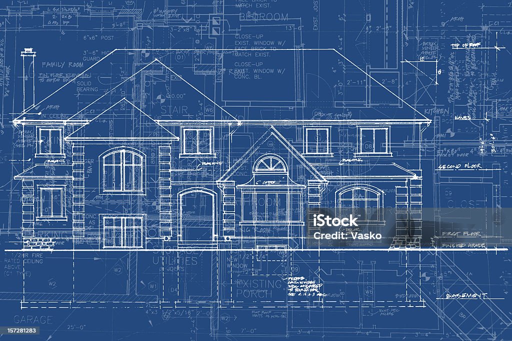 Structural Imagery b06 Blueprints.  Blueprint stock illustration