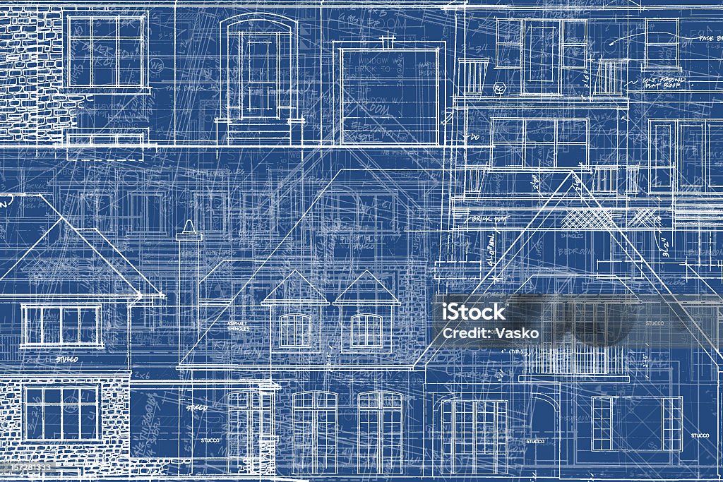 BluePrints - Chaos of Lines IX This is a picture of an architectural drawing overlaid onto a blueprint themed background. Great for a technical looking background, CD cover, or book cover. Background image appears clearer when viewed at a larger scale. Blueprint stock illustration