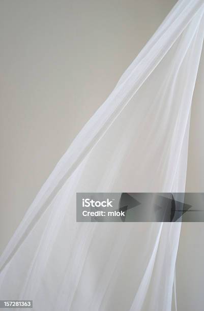 Curtain In Breeze Stock Photo - Download Image Now - Curtain, White Color, Wind