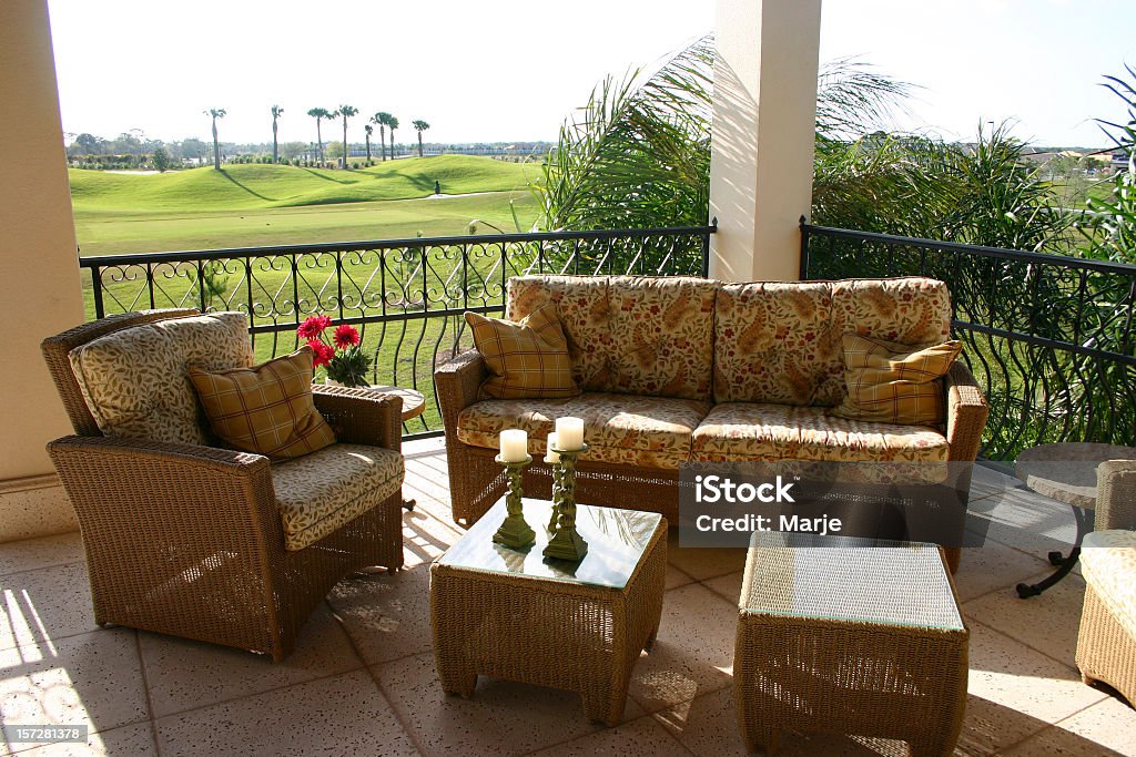 Gehobene Balkon mit Blick auf den Golfplatz - Lizenzfrei Golf Stock-Foto