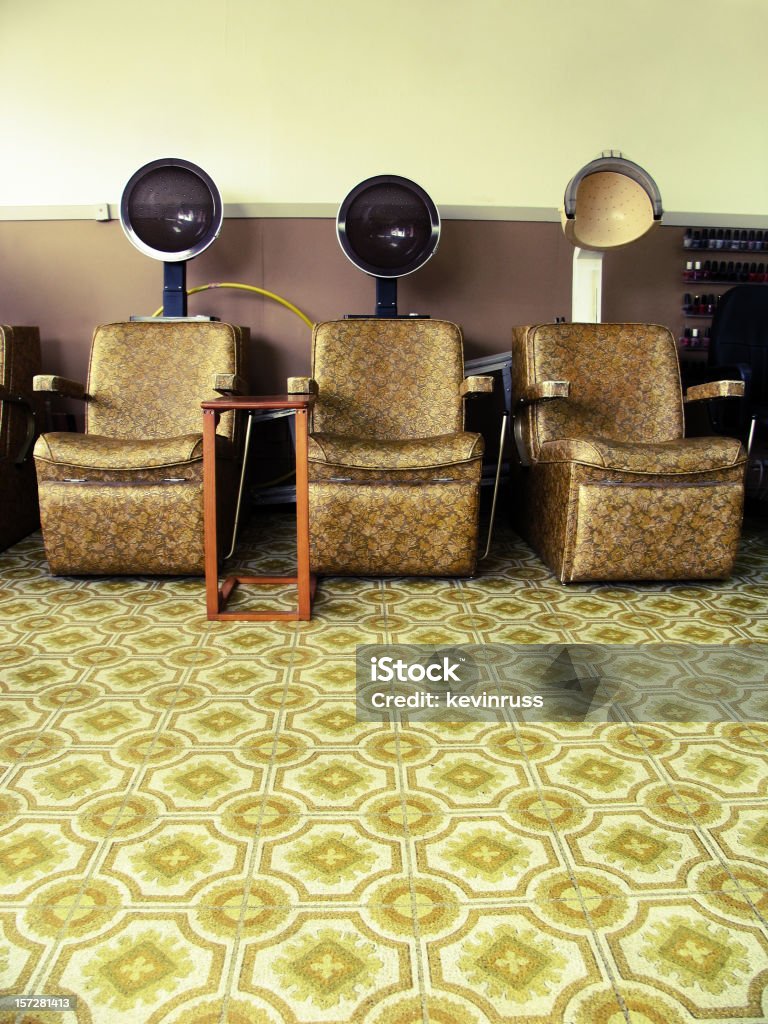 Old Hair Dryers  Hair Salon Stock Photo