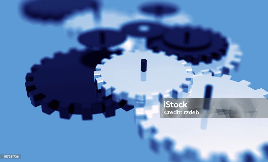 Шестерни-синем фоне - Стоковые фото Производительность роялти-фри
