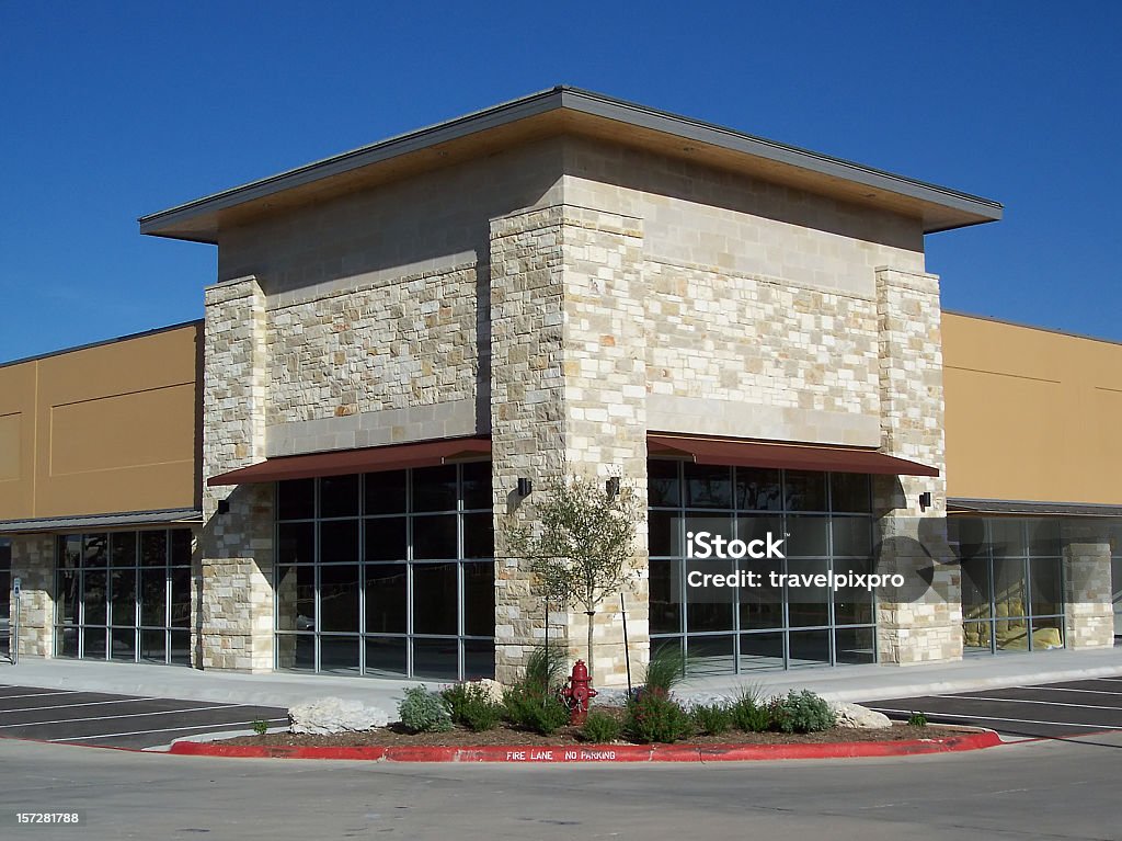 Stone & Stucco Storefront  Strip Mall Stock Photo