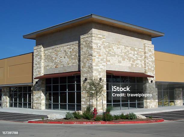 Stone Stucco Storefront Stock Photo - Download Image Now - Strip Mall, Building Exterior, Retail