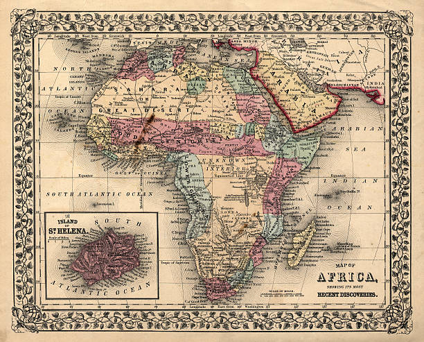 régi 1800-as afrika térképe - kelet afrika témájú stock jellegű vizuális alkotások, jogdíjmentes fotók és képek