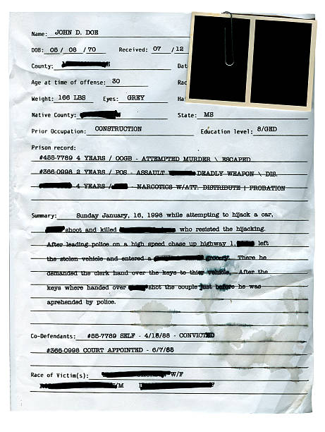 polizia record con vuoto mugshots - police statement foto e immagini stock