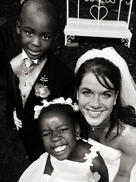 noiva com pajem e flor menina - wedding african descent american culture bride - fotografias e filmes do acervo