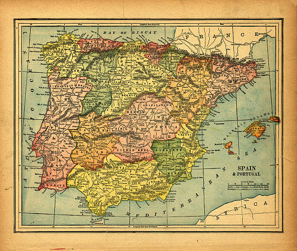 istock spain & portugal vintage map 157281861