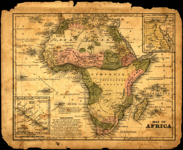 áfrica mapa data 1839 - niger river imagens e fotografias de stock