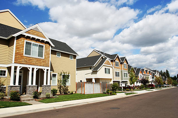 istock New Neighborhood with Blue Sky and Clouds 157282317