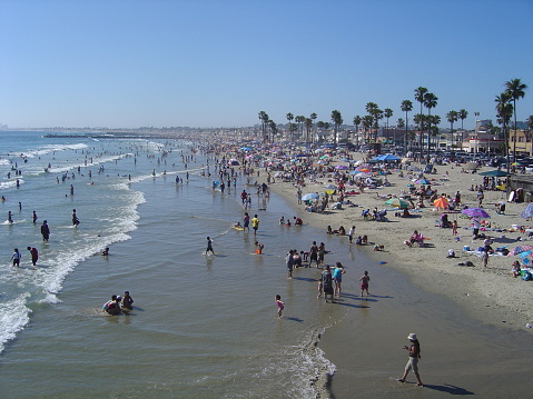 Newport Beach in Newport, CA with lots of people