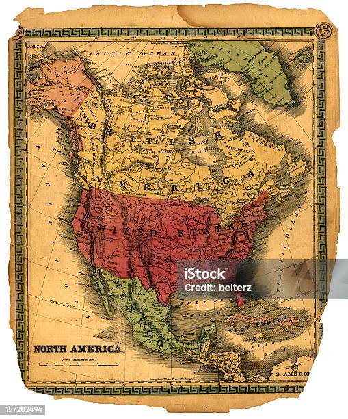 Vintagekarte Nordamerika Stockfoto und mehr Bilder von Karte - Navigationsinstrument - Karte - Navigationsinstrument, Mexiko, USA