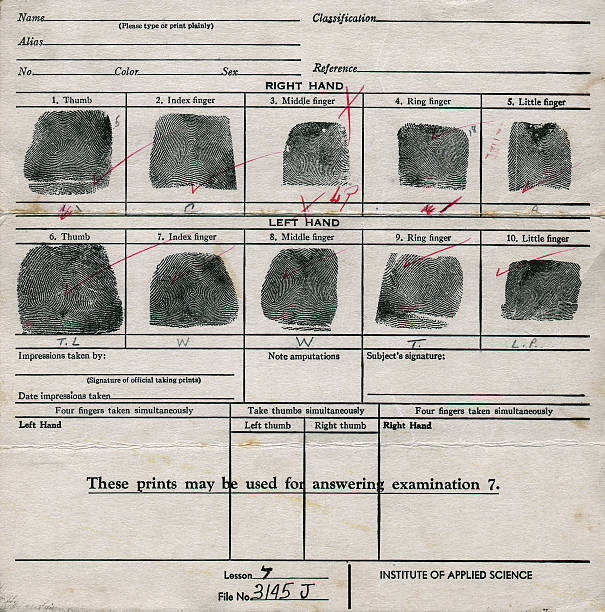 old fingerprint chart  forensic science stock pictures, royalty-free photos & images