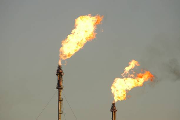 Gas flaring stock photo