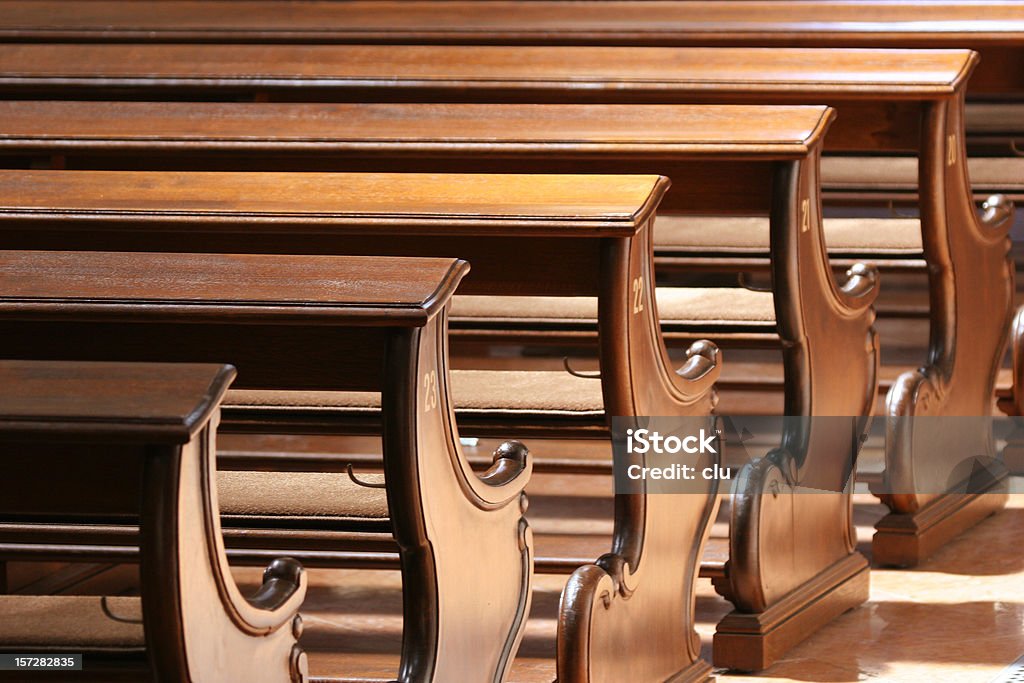 Row of church pews 02 / closer Row of church pews closer Abstract Stock Photo