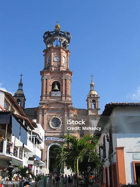 Our Lady Of Guadalaupe Church In Puerta Vallarta Stock Photo - Download Image Now - Bell, Business, Mexico