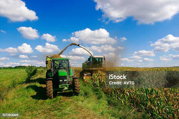 Foto de Harvest e mais fotos de stock de Milho - Milho, Trator, Colher - Atividade agrícola