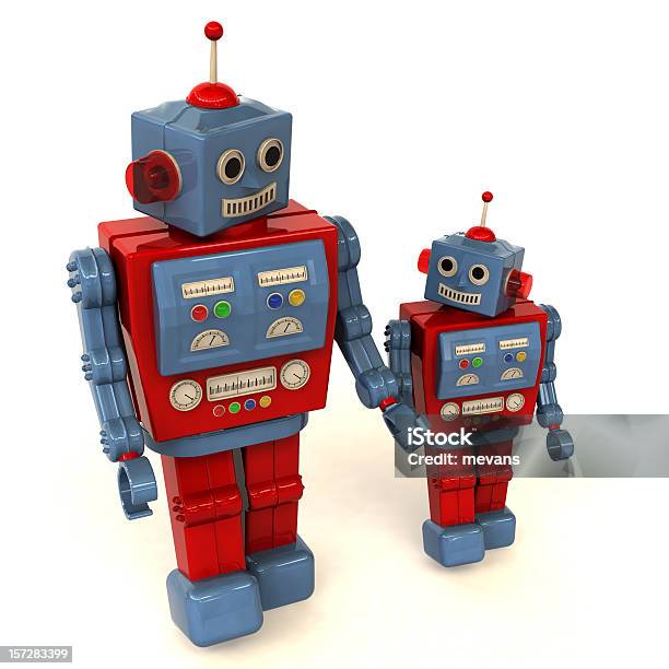 Padre E Hijo Robots Foto de stock y más banco de imágenes de Robot - Robot, Cíborg, Amor - Sentimiento