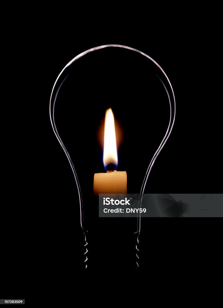 Lightbulb with Flame  Blackout Stock Photo