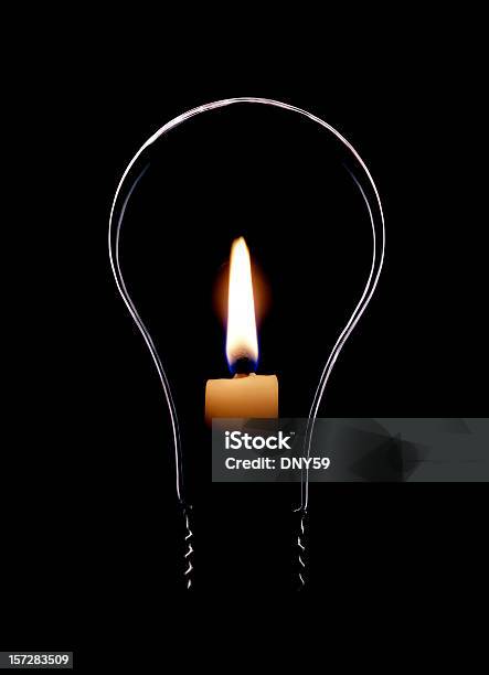 Lightbulb With Flame Stock Photo - Download Image Now - Blackout, Photography, Business