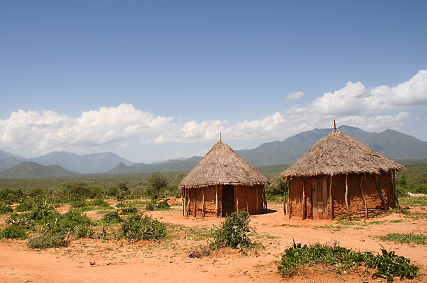 capanna di fango 01 - hut africa grass hut mud hut foto e immagini stock