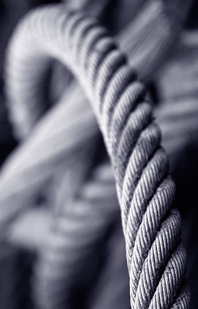 Steel Cable Detail of a steel cable wire rope stock pictures, royalty-free photos & images