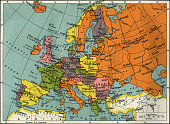 Vintage map of Europe and Asia