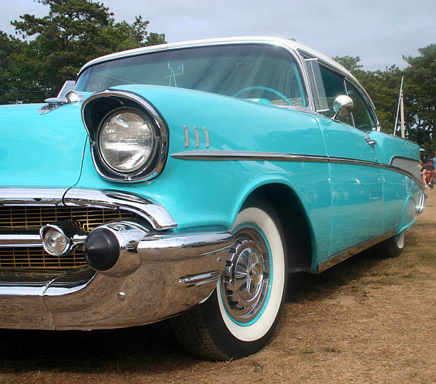 istock Vintage Ford Car in Light Blue Teal 157283882