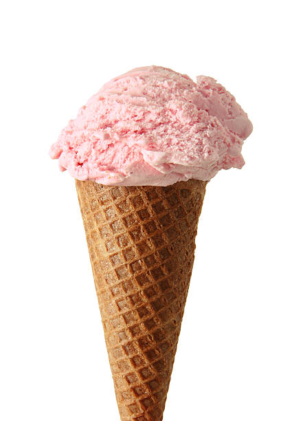 istock Strawberry Ice Cream Cone on White Background 157284118