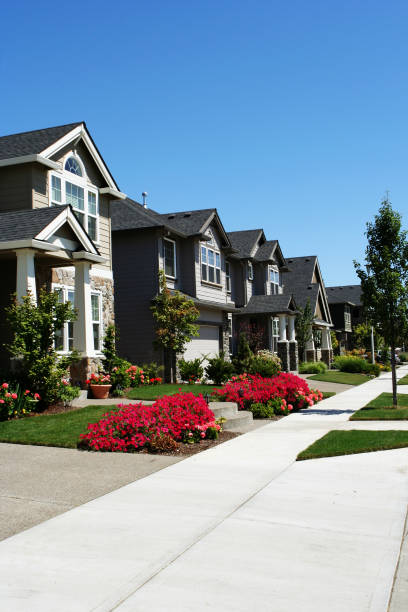 Set of Neighborhood Homes stock photo