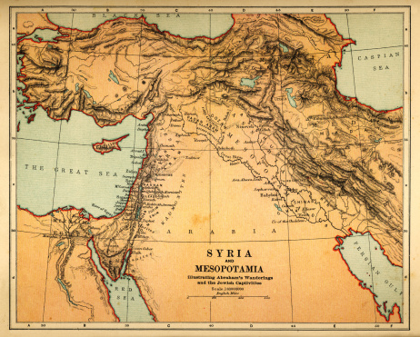 syria and mesopotamia retro map