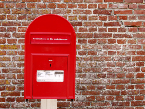 Vancouver, CANADA - Feb 14 2023 : Kaleidoscope pattern Canada Post mailbox.