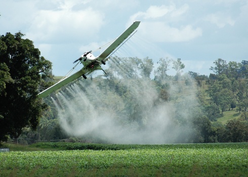 Part of a series, a crop duster spraying captured by chance just west of the Border Ranges World Heritage National Park Australia