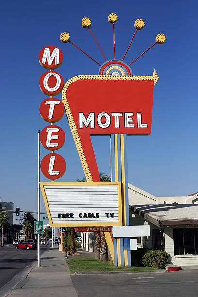 vintage las vegas segno di motel - welcome to fabulous las vegas foto e immagini stock