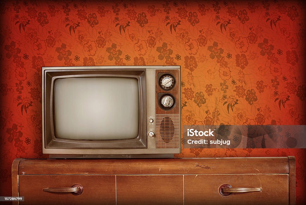 Retro living room  Television Set Stock Photo