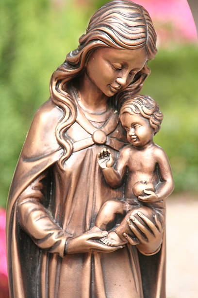 Vintage nativity scene figurine in a church in Alsace - France- Europe