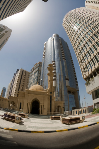 SHARJAH, UAE - NOVEMBER 01, 2013: General view of modern buildings in Sharjah. It is the most industrialized emirate in UAE.