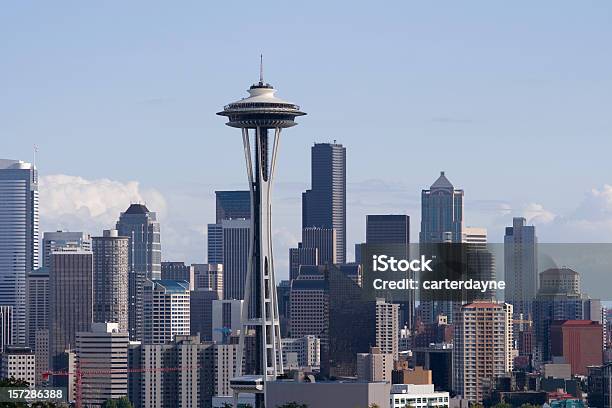 Foto de Seattle E Space Needle e mais fotos de stock de 2000-2009 - 2000-2009, Apartamento, Arranha-céu
