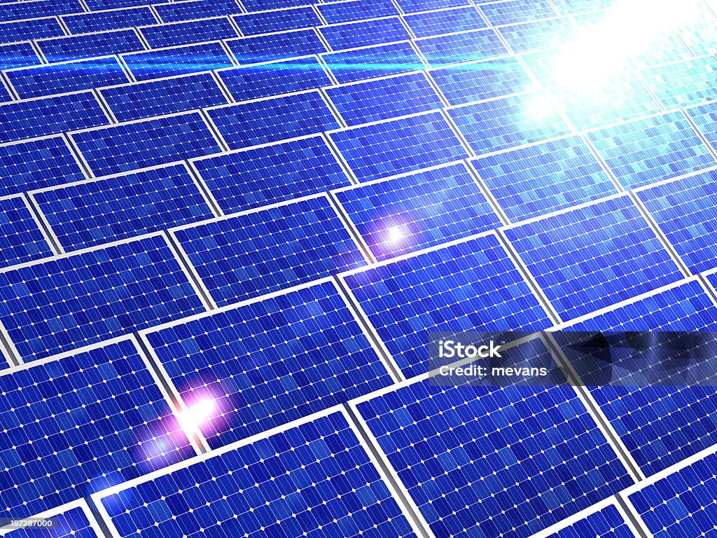 Painéis solares - Foto de stock de Azul royalty-free