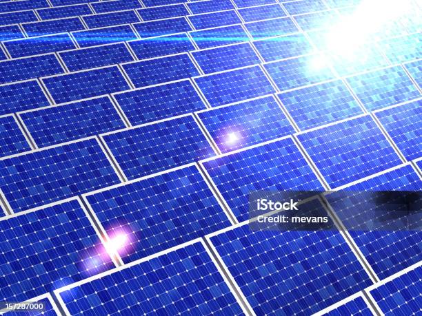 Foto de Painéis Solares e mais fotos de stock de Azul - Azul, Criação Digital, Eletricidade