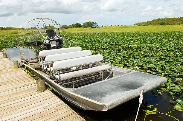 everglades pântano um barco a motor - propelled - fotografias e filmes do acervo
