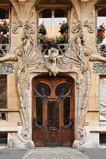 paris architektura - art nouveau door paris france luxury zdjęcia i obrazy z banku zdjęć