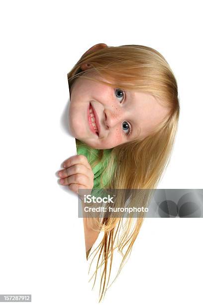 Girl Peeking Stock Photo - Download Image Now - Child, Peeking, White Background