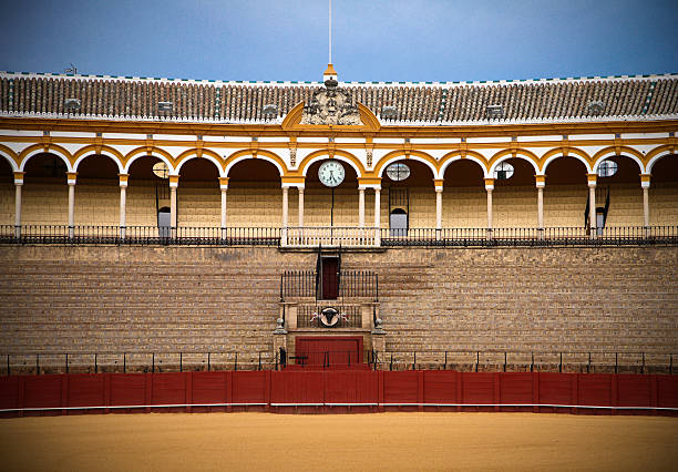 La Real Maestranza of Seville La Real Maestranza of Seville is the oldest in the history of bullfighting, is considered to be one of the finest in Spain and is one of the oldest and most important in the world. bullring stock pictures, royalty-free photos & images