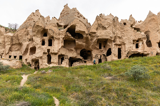Rock Formations known as Fairy Chimneys in Zelve Valley, Cappadocia, Turkey