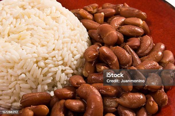 Steamed Rice And Beans Stock Photo - Download Image Now - Rice - Food Staple, Bean, Plate
