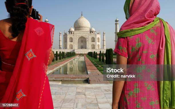 Two Indian Women In Taj Mahal Stock Photo - Download Image Now - Taj Mahal, People, Adult