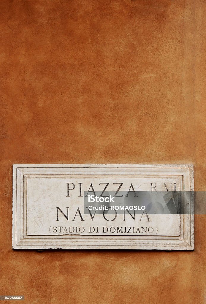 Piazza Navona Ulica Znak w Rzym, Włochy - Zbiór zdjęć royalty-free (Marmur - skała)