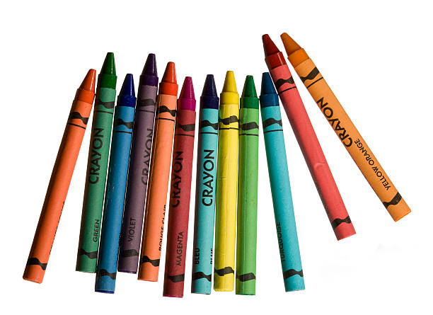 Colorful crayons on white stock photo